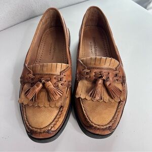 Johnston & Murphy Brown Tan Leather Loafers Slip On Size 8